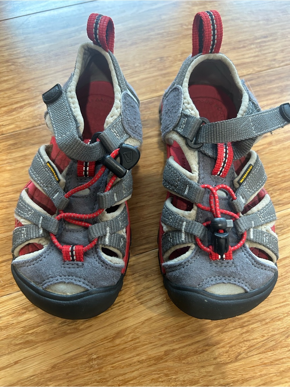 Kids Keens Red and Gray Outdoor Sandals
